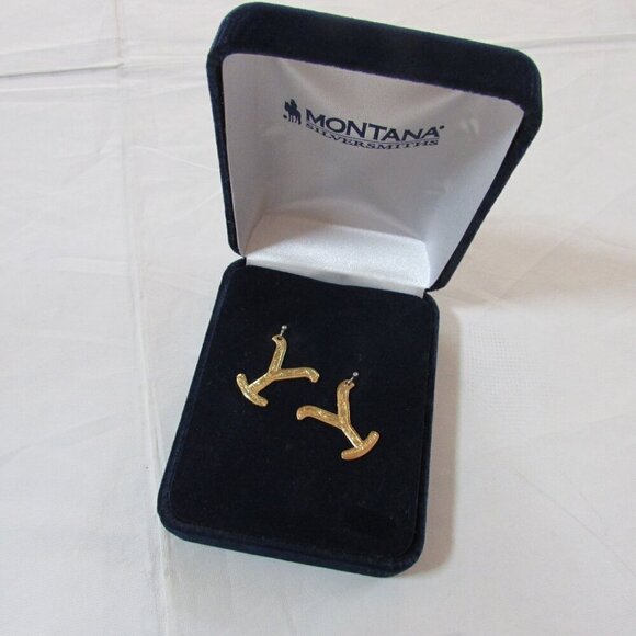Montana Silversmiths the Y Yellowstone Brand Earrings - Picture 1 of 2